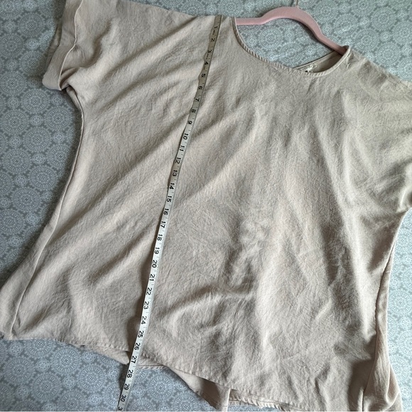 Jodifl Blush Pink Rolled Sleeve Pleated Back Blouse Oversize Small - Picture 8 of 8